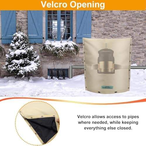 Backflow Preventer Cover Insulated, 24" W x 24" H, Khaki - Image 6