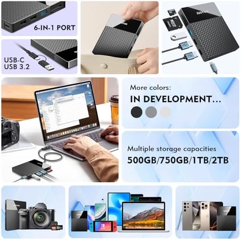 YOTUO Portable 500GB Docking Station External Hard Drive, Multiport USB-C Hub + HDD 7-in-1, USB 3.0, SD/TF Card, Multi-Functional HDD for Windows, Mac, Android, TV, Phone, Laptop, Desktop, PC - Image 5