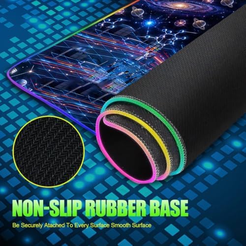 Wireless Charging RGB Gaming Mouse Pad Technology 31.5 x 11.8 Inch Extended Mouse Mat with Neon Geometric Line Design, LED Desk Pad with 7 Lighting Modes, Non-Slip Base for Gaming & Office - Image 5