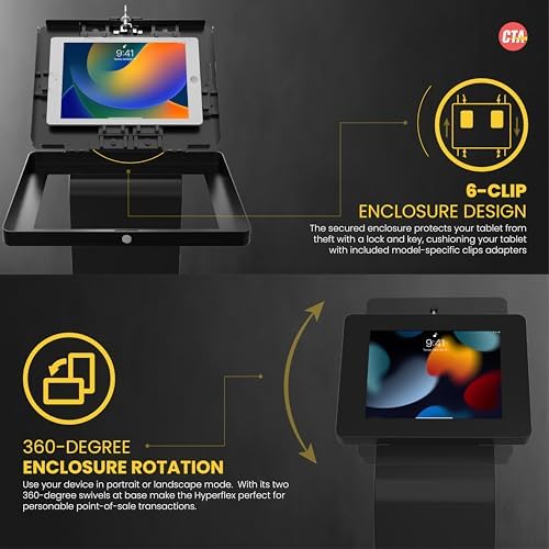CTA Digital Premium Kiosk Floor Stand - Locking Floor Stand Kiosk - iPad 7th/8th/9th Gen 10.2" - Pro 11", 5th & 6th Gen, Surface Go, Galaxy Tab S5E & More (PAD-PARAF) (Pack of 2) - Image 5