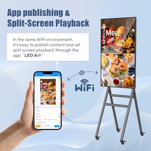 MWE 43 Inch Mobile Digital Signage Display Kiosk with Flight Case, Portable Digital Poster with Screen Mirroring App Publishing, Advertising Display Kiosk, Android OS - Image 2