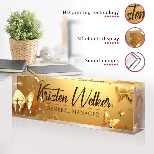 Custom Office Name Plate for Desk - Personalized Gifts for Coworkers, Boss, Employees, Teacher, Nurse - Office Decor for Women Men - Employee Appreciation Gifts (Golden Butterfly) - Image 5
