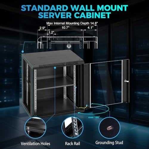 12U Rack, 17.7 Inch Depth Server Rack Network Cabinet for Home Lab - Image 3