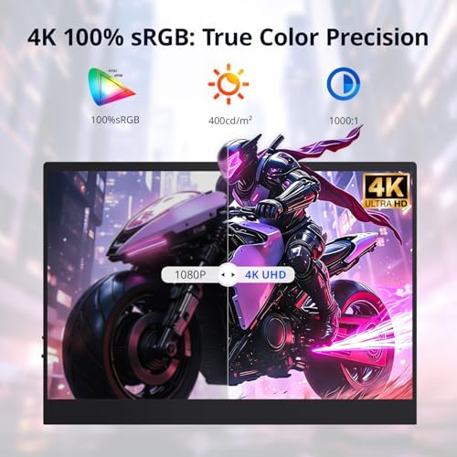 AYY 4k Portable Monitor Touchscreen, 13.4" 3840x2160 Second Screen 100% sRGB,400cd HDR USB C Ultra Slim IPS Laptop Monitor, for Mac Switch - Image 2