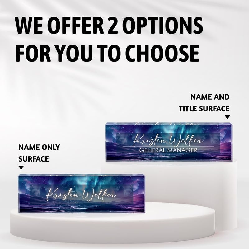 Desk Name Plate Personalized Name Plate for Desk, Office Desk Decor, 3D Style Personalized Plaque Name Plates for Desks Custom Appreciation Gifts for Boss Lady Employee Coworkers (Aurora Polaris) - Image 2