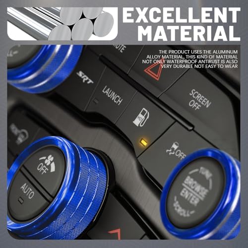 3PCS Air Conditioner Switch Button Knob Cover, Aluminum Alloy Knob Ring Trim Cover, Climate Control Knob Covers, Auto Accessories Compatible with Most Vehicles (Blue) - Image 6