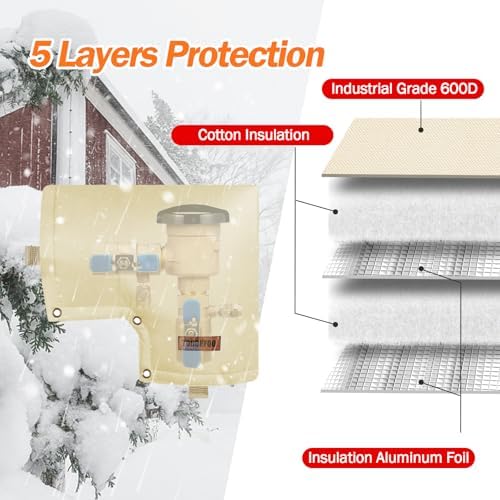 Backflow Preventer Insulation Cover for Vacuum Breaker, 13"W x 12"H, Beige - Image 3