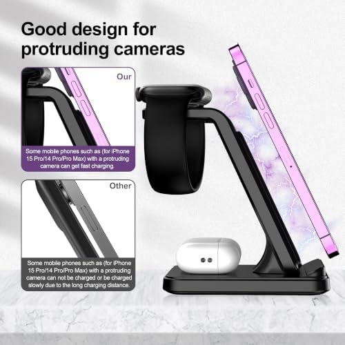 3 in 1 Wireless Charging Station, Fast Wireless Charger for iPhone 17 16 15 14 13 12 Pro Max Plus Air, Charger Stand for iWatch 11 10 9 8 7 6 5 4 3 2 Ultra SE, for Airpods 4 3 2 Pro White - Image 6