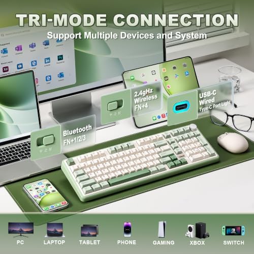 YUNZII B98 PRO 96% Wireless Mechanical Keyboard (Matcha Green, Milk Switch) - Image 3