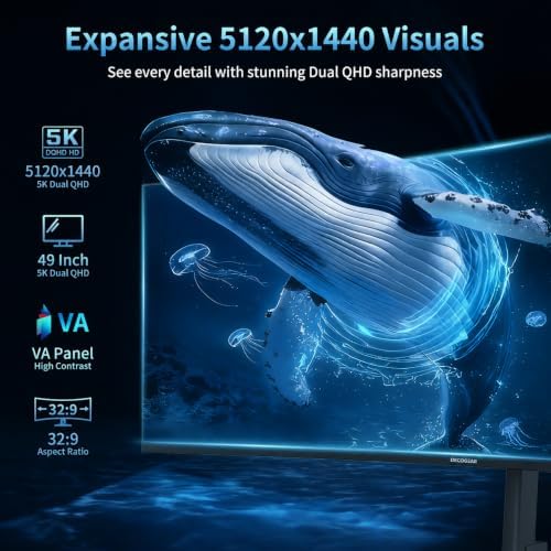 Deco Gear 49" Ultrawide Curved Gaming Monitor, 5120x1440 WDQHD 32:9 165Hz - Image 2