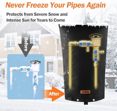 TOHONFOO Backflow Preventer Cover, Pipe Freeze Insulation, 16"Wx34"H, Black - Image 3