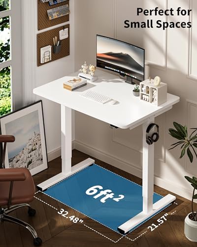 Okin Small Electric Standing Desk, 36" x 24" Whole Piece Height Adjustable Desk, White Sit to Stand Computer Workstation for Home Office - Image 5