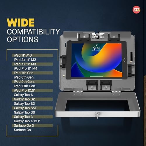 Locking iPad Wall Mount - CTA Anti-Theft Locking Tablet Enclosure for iPad 10.9" 10th Gen - A16 - Air 11 - Pro 11 Inch - 7/8/9 Gen - 10th Gen 10.2" - Pro 11" - Galaxy Tabs - (PAD-PARAWS) - Image 4
