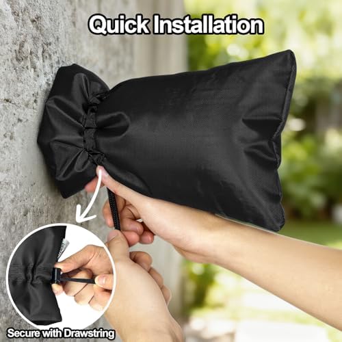 Enlarge Outdoor Faucet Cover for Winter Freeze Protection, 3M Thinsulate, 10”H x 6.3”W Hose Bib Covers for Wall Taps Outside, Waterproof & Frost Free Insulated Spigot Cover, 2 Pcs Faucet Socks - Black - Image 6