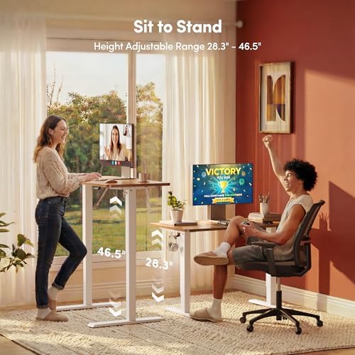 FEZIBO Standing Desk 55 × 24 Inch Electric Height Adjustable, Light Rustic - Image 5