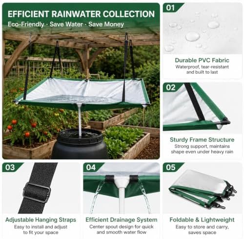 Rainwater Collection System Quick to Install and Easy to Store Outdoor Rain Catcher for Lawn Backyard Garden Balcony Camp,1pc - Image 4