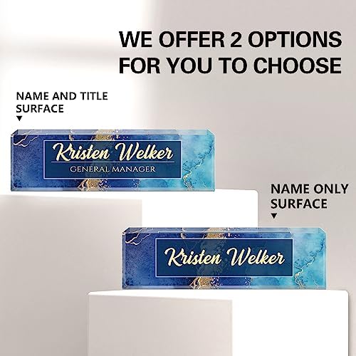 Name Plate for Desk, Desk Name Plate Personalized, Blue Office Decor for Women Men, Acrylic Desktop Accessories, Office Gifts for Boss Nurse Teacher Coworker, Employee Appreciation Gift (Blue Coast) - Image 2