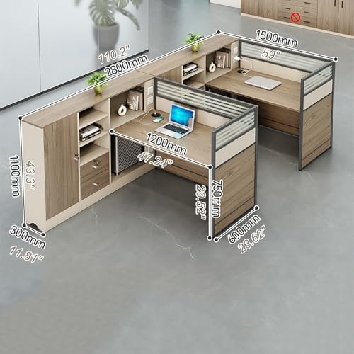 Modern Office Cubicle Workstation Desk with Tempered Glass Privacy Panels, USB Charging Hub & Cable Management,Multi-Person Modular Computer Desk for Commercial Office (C-Left, Two Person-F) - Image 2