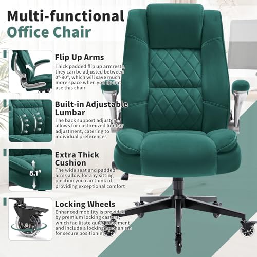 Fabric High Back Office Chair, Thick Padded Ergonomic Computer Desk Chair - Image 4