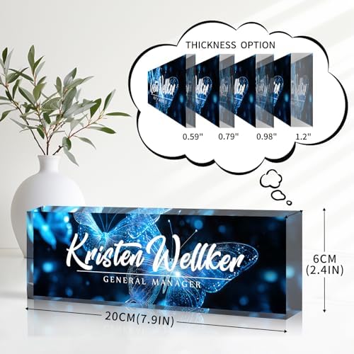 Desk Name Plate Personalized Name Plate for Desk, Office Desk Decor, 3D Style Personalized Plaque Name Plates for Desks Custom Appreciation Gifts for Boss Lady Employee Coworkers (Ice Butterfly) - Image 4