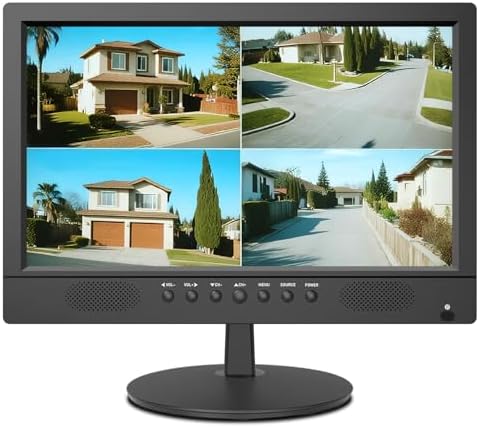 Jexiop 16inch Security Monitor,Wall-Mounted Monitors Supports USB/Full Format Video Playback,CCTV Monitors with AV/HDMI Input/VGA/BNC,Built-in Speaker,Remote Control by Jexiop