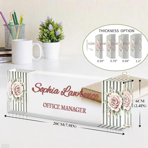 Custom Name Plate for Desk, Acrylic Desk Name Plate Personalized, Employee Appreciation Gifts, Office Desk Accessories for Women Men Teacher Nurse, Coworker Gifts for Manager Assistant (Ash Cream) - Image 4