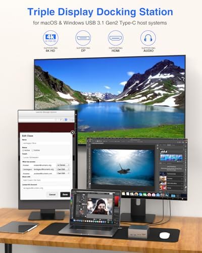 Tiergrade Upgraded Universal USB-C 4K Triple Display Docking Station with Charging Support for MacBook Pro & Windows Type C Systems (2 4K DP, HDMI, 6 USB Ports, 60W USB PD),Extended Display for macOS - Image 6