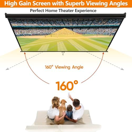SUPER DEAL 72'' 4:3 HD Projection Screen Foldable Anti-Crease Portable Projector Movie Screen Manual Pull Down for Home Theater Presentation Education Outdoor Indoor Public Display, Black - Image 3