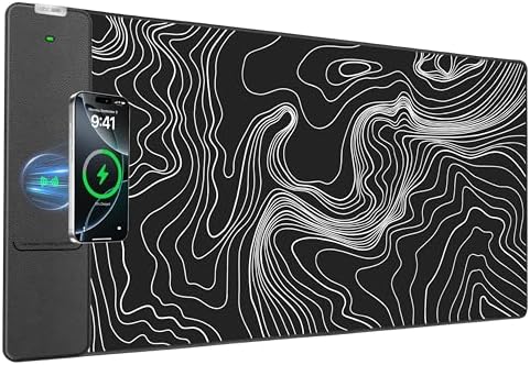 Wireless Charging Mouse Pad, 31.5"x15.8" Large Desk Mat, Smooth Glide by abcmat