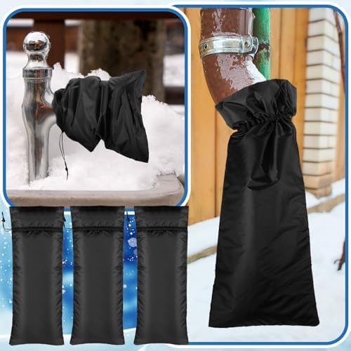 Zonon 3 Pcs Outdoor Faucet Cover Insulated Winter Freeze,Black,35" X 15" - Image 5