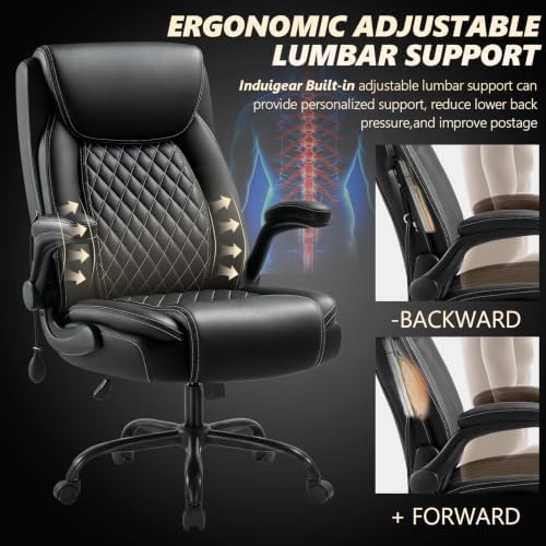 Indulgear Office Chair with Lumbar Support,Comfy Desk Chair with Flip Arm - Image 3