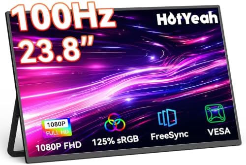 HotYeah 23.8" 100Hz Large Portable Monitor, 1080P FHD 125% sRGB IPS by HotYeahMonitor
