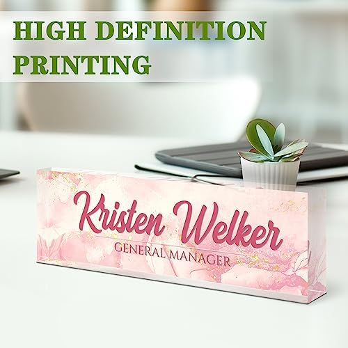 Name Plate for Desk, Desk Name Plate Personalized, Office Decor for Women Men, Acrylic Desktop Accessories, Office Appreciation Gifts for Boss Social Workers Nurse Teacher Employee (Pink Coast) - Image 3