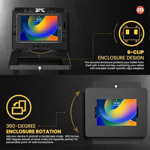 CTA Digital Locking iPad Wall Mount - CTA Anti-Theft Large Locking Tablet Enclosure w/ Key Lock and Interior Cable Routing for iPad Pro 12.9", Surface Pro 3, 4, 5, 6, 7, 8, X - Black - (PAD-PLWB) - Image 6