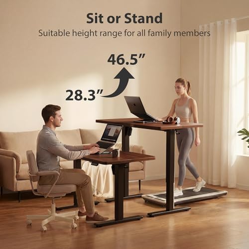 Cubiker Standing Desk, 48x24 Inches Sit Stand Home Office Desk, Electric Stand up Desk, Adjustable Desk with Splice Board, Black Frame/Black Walnut Top - Image 6
