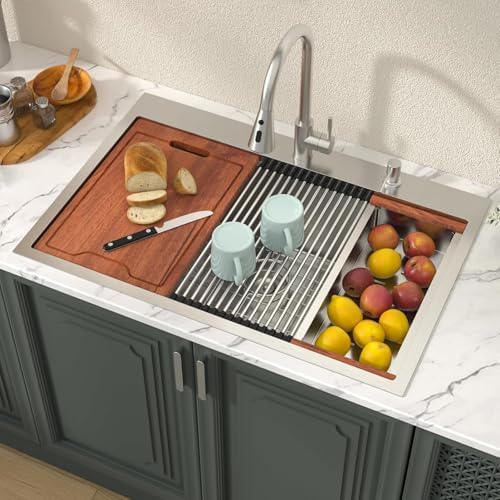Lordear 33x19x10 Inch Drop In Kitchen Sinks Worktation by LORDEAR