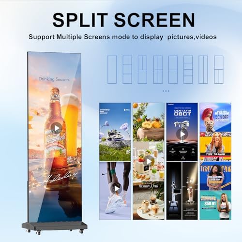 80 Inch LED Digital Signage Display with P1.86, LED Poster Screen Frameless Splicing, Advertising Display GOB LED Screen with Flight Case for Giant Commercial Events & Rentals (Black, 2 Unit) - Image 3