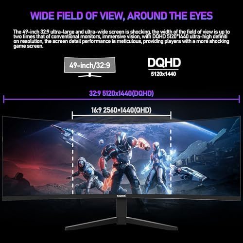 Gawfolk 49 inch Super Wide Curved Gaming 165Hz Monitor, DQHD PC Screen - Image 2
