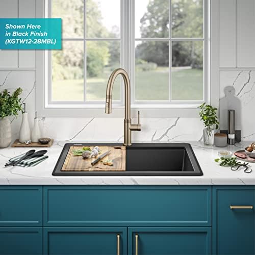 KRAUS Bellucci 28-inch Granite Workstation Drop In Top Mount Single Bowl Kitchen Sink in Metallic Grey with Accessories, KGTW12-28MGR - Image 4
