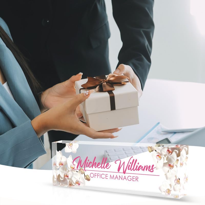 Desk Name Plate Personalized Name Plate for Desk, Office Desk Decor, 3D Style Personalized Plaque Name Plates for Desks Custom Appreciation Gifts for Boss Lady Employee Coworkers (Pink Orchid) - Image 6