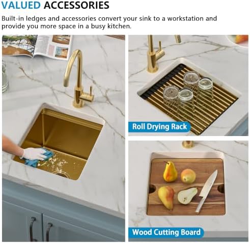 13"x15" Gold Bar Prep Sink Undermount Workstation - Image 6