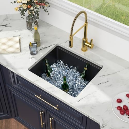Kichae 21 x18 Undermount Bar Sink Black Small Granite Composite Quartz Sink - Image 3