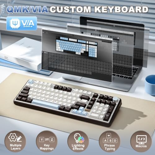 YUNZII B98 PRO 96% Wireless Mechanical Keyboard(Coffee Brown, Milk Switch) - Image 4