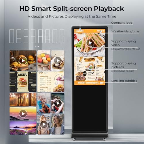 32/43/55/65 Inch Digital Signage Display, LCD Screen Advertising Display Kiosk Interactive Totem Floor Standing Auto AD Player with USB/HDMI/WiFi Android OS (32'' Touch Screen) - Image 5