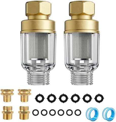 2 Pack Sediment Water Filter, 50 Micron Inline Pre-Filter with Adapters by Loscarol