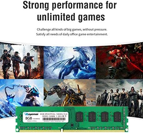 16GB Kit (2x8GB) DDR3L/DDR3 10600 1333MHz Udimm, Royemai 8GB PC3/PC3L-10600U Dimm Memory 2Rx8 1.35V/1.5V CL9 Desktop RAM - Image 6