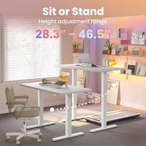 HUANUO 43x24 Inch Electric Standing Desk, Height Adjustable, White - Image 5