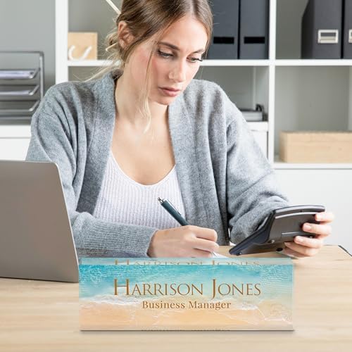 Personalized Name Plate for Desk, Custom Desk Name Plate, Acrylic Name Plate Office Desk Accessories, Personalized Office Gifts for Coworkers Teachers, Employee Appreciation Gifts (B-Beach) - Image 6