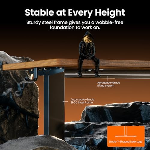 ErGear Height Adjustable Electric Standing Desk, 32 x 19 Inches Sit Stand up Desk, Memory Computer Home Office Desk, Vintage Brown - Image 5