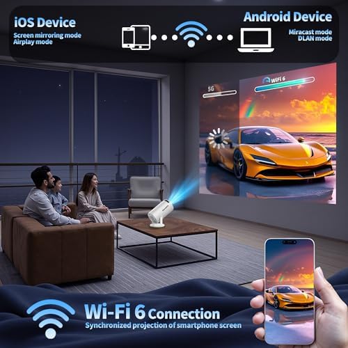 [Built-in Apps & 2026 Upgraded] Mini Projector with WiFi 6 and Bluetooth 5.2 Support 4K 1080P Auto Keystone 270° Rotatable Projector Portable Compatibile with HDMI/TV Stick/Memory Stick/Laptop, Black - Image 6